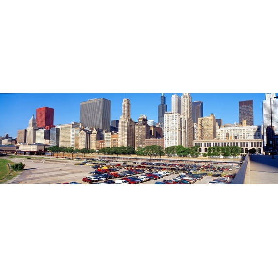 Chicago Skyline, Illinois Poster Print (27 x 9)