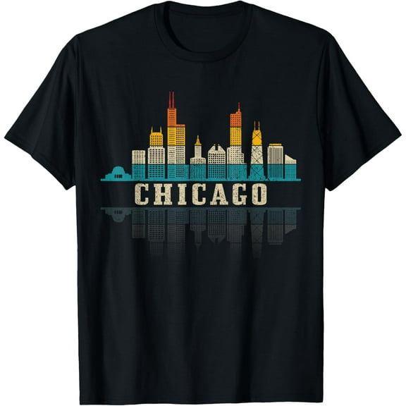 Chicago Skyline Illinois Vintage Pride T-Shirt100% cotton