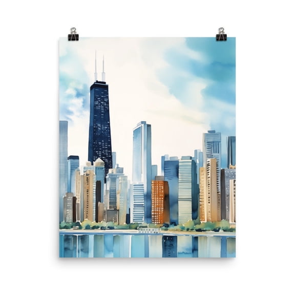 Chicago Skyline Print, Windy City Travel Print, Willis Tower Wall Art, Urban Cityscape Decor, American Architecture Artwork Home Decor #137, Unframed Poster Size 8x12