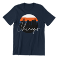 thumbnail image 1 of Chicago Skyline Shirt Blue Orange - Unisex Heavy Cotton Tee Shirt, 1 of 7