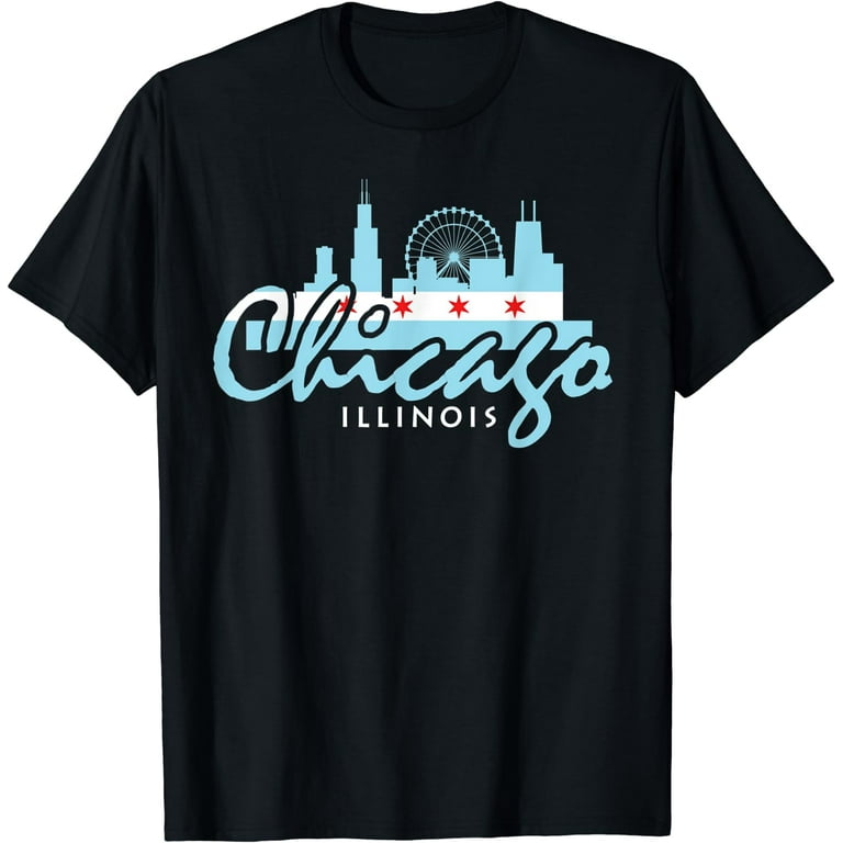 Chicago Skyline Shirt Silhouette Il City Flag T-Shirt Chicago Skyline Shirt Silhouette Il City Flag T-Shirt