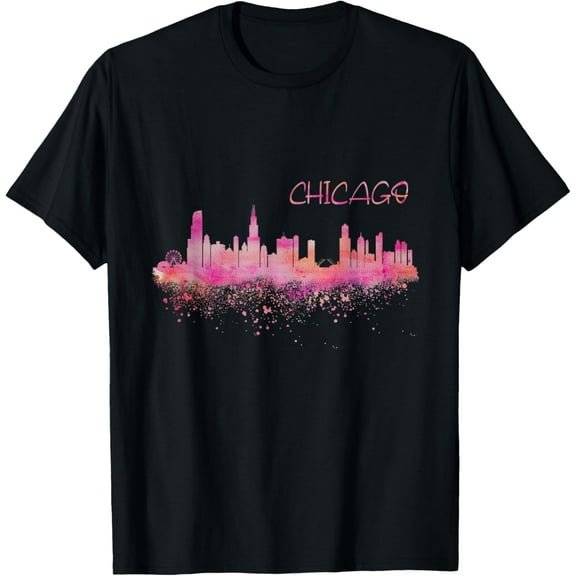 Chicago Skyline T-ShirtMen's and women's gift, black and white T-shirt, size: Extra large S-4XL