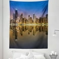 thumbnail image 1 of Chicago Skyline Tapestry, Evening Time at Busy American Town Lifestyle Architecture Landscape, Fabric Wall Hanging Decor for Bedroom Living Room Dorm, 5 Sizes, Sepia Mauve Yellow, by Ambesonne, 1 of 1