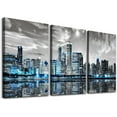 thumbnail image 1 of Chicago Skyline Wall Art for Living Room, Modern City Pictures Canvas Wall Decor for Office Bedroom 3 Pieces Set Night Scene Prints Paintings for Home 12"X16", 1 of 8