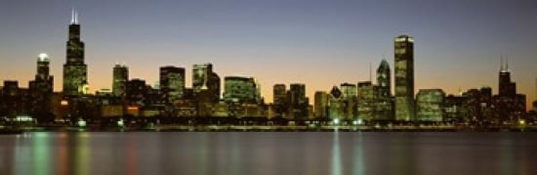 Chicago Skyline at Dusk IL Canvas Art - Panoramic Images (37 x 12)