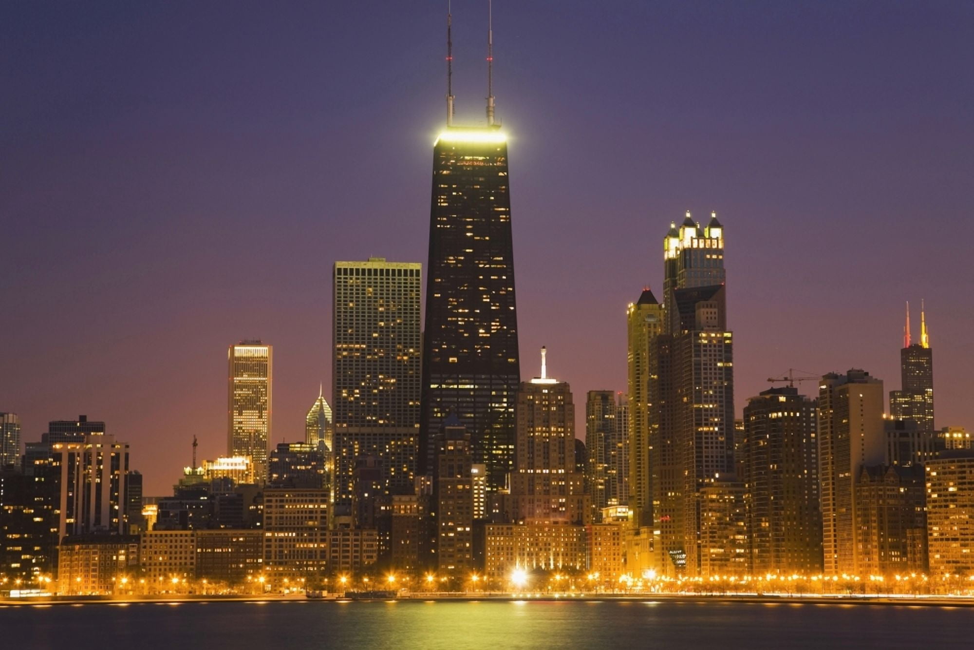 Chicago Skyscrapers With John Hancock Center At Night Canvas Art - Kim Karpeles Design Pics (38 x 24)