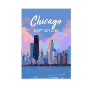 Chicago Soft Skyline Watercolor Art - Cityscape Decor Enthusiast - 13x19 Poster Print