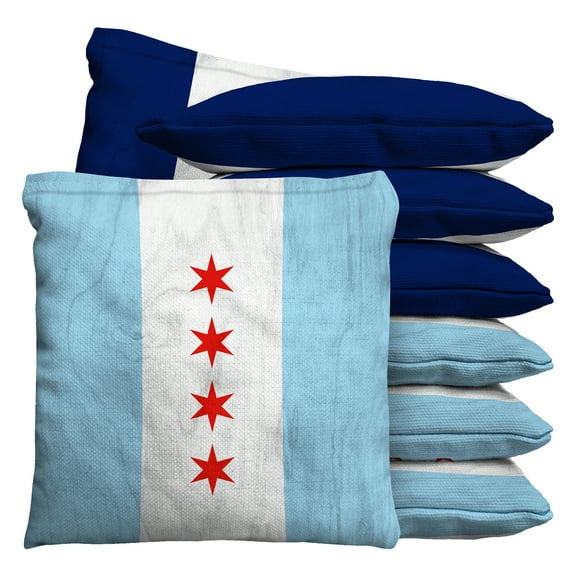 Chicago Star Flag Baggo Cornhole Bean Bag Toss Bags (set of 8)