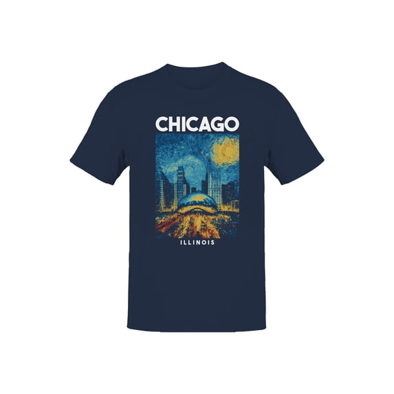 Chicago Starry Skyline Graphic Men's Navy T-Shirt