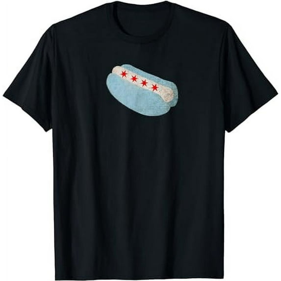 Chicago Style Hotdog Flag Distressed Graphic tee T-Shirt