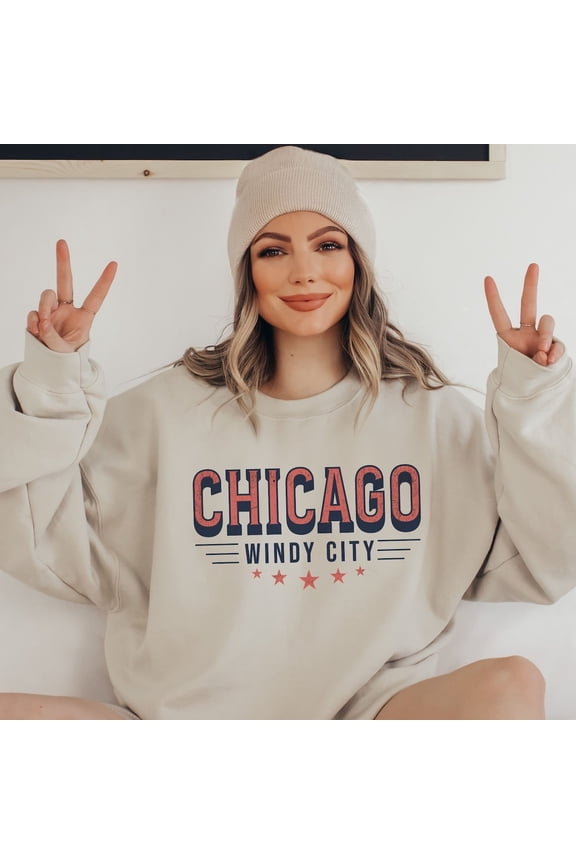 Chicago Sweatshirt, Vintage Inspired Distressed Chicago Sweater, Aesthetic Boho Windy City Crewneck, Chicago Shirt, Chicago State All Size S-5Xl