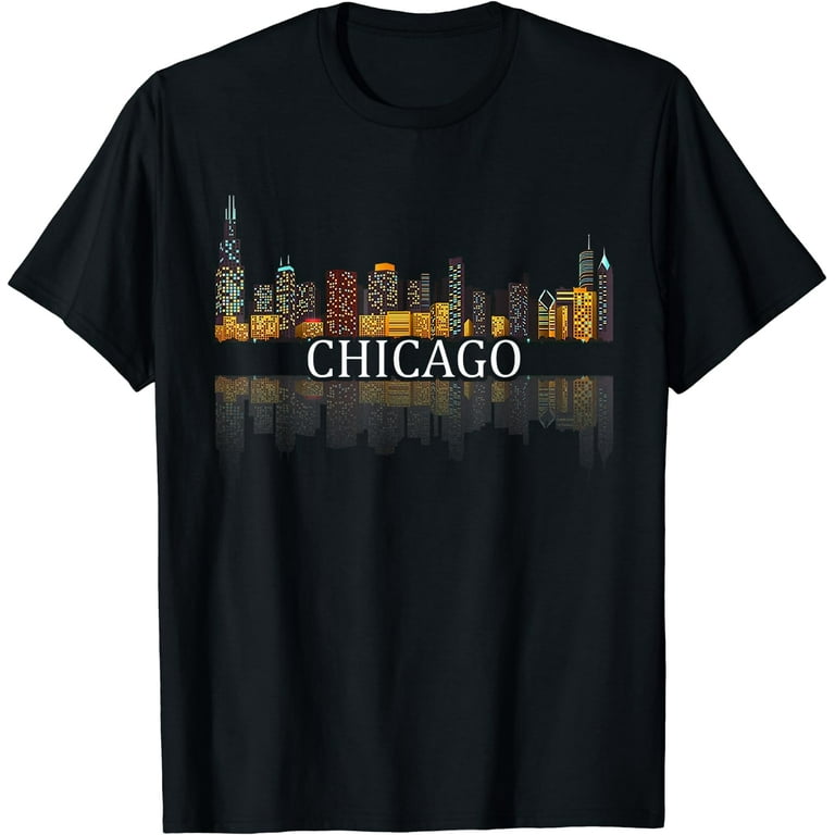 Chicago City Skyline Lights At Night T Shirt Chicago City Skyline Lights At Night T Shirt