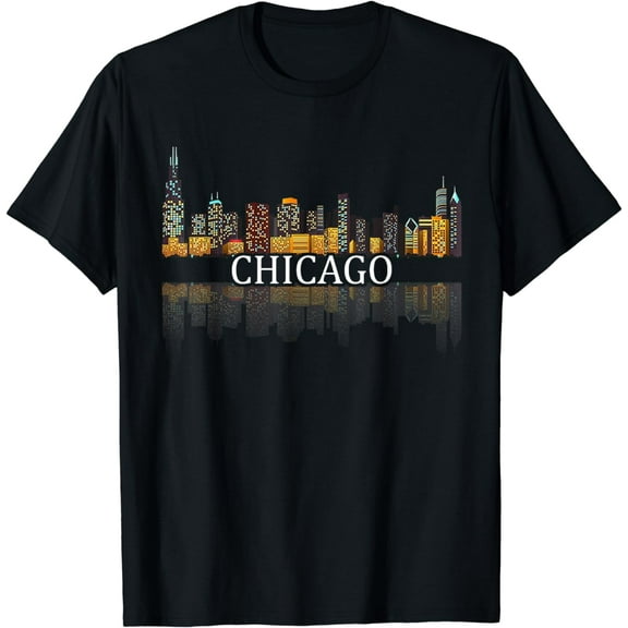 Chicago T Shirt Chicago City Skyline Lights At Night Gifts