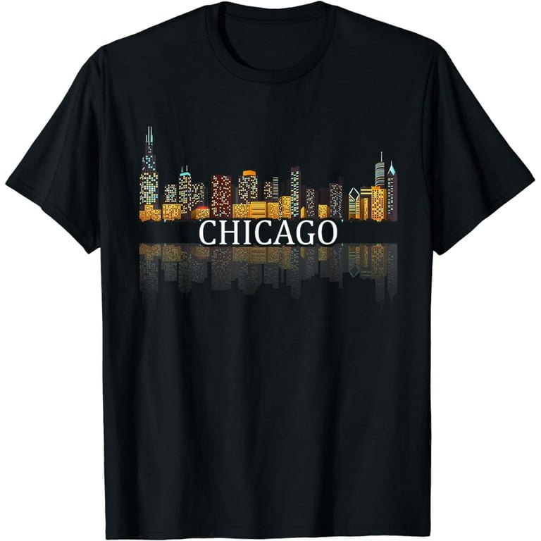 Chicago City Skyline Lights At Night T Shirt Chicago City Skyline Lights At Night T Shirt