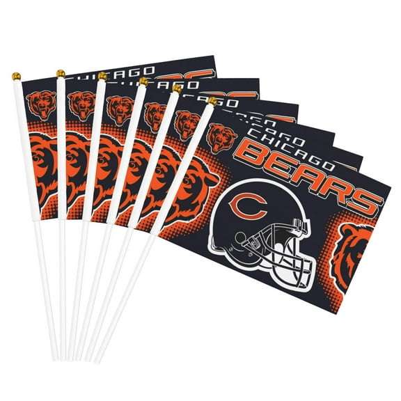 Chicago Team Double Sided Hand Waving Flag(Pack of 6), Spectator Hand Waving Flag, Fan Flag with Flagpole, Home, Party Decoration Flag, Mini Flag 5.5x8.2 Inch