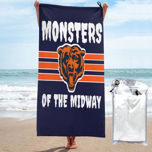 Chicago Team Theme Microfiber Quick-Drying Bath Towel 27.5x55in Skin-Friendly Absorbent Bath Towel Beach Towel Sports Sweat-Absorbent Towel Lightweight Portable Bath Towel