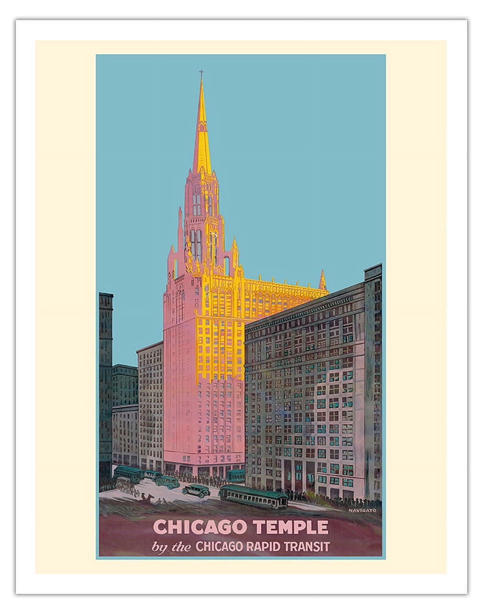 Chicago Temple - by Chicago Rapid Transit - Vintage Travel Poster by ...