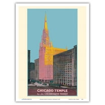 Chicago Temple - by Chicago Rapid Transit - Vintage Travel Poster by Rocco D. Navigato c.1925 - Master Art Print (Unframed) 9in x 12in