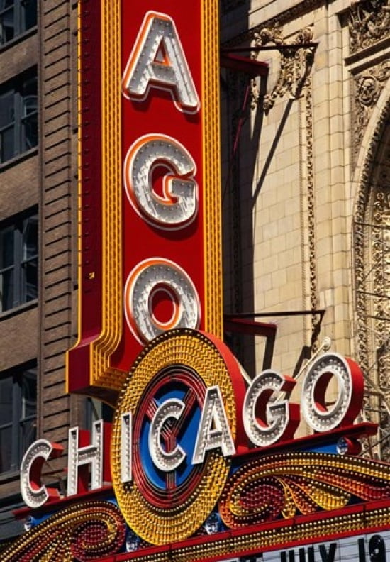 Chicago Theater Sign Illinois Canvas Art - Panoramic Images (12 x 18)