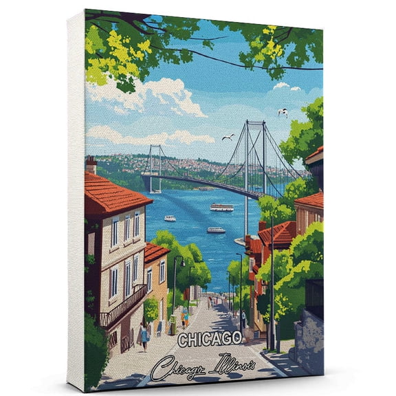Chicago Travel Canvas Wall Art  Chicago Illinois Canvas  Travel-Inspired Scene That Brings Peace, Color, and Culture Into Your Space
