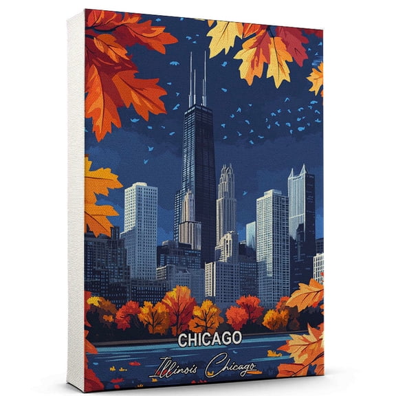 Chicago Travel Canvas Wall Art  Illinois Chicago Canvas  Travel-Inspired Scene That Brings Peace, Color, and Culture Into Your Space