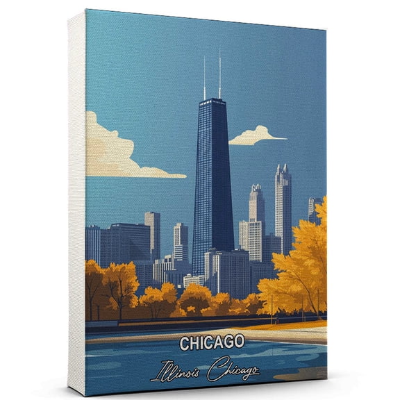 Chicago Travel Canvas Wall Art  Illinois Chicago Canvas  Travel-Inspired Scene That Brings Peace, Color, and Culture Into Your Space