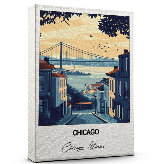 Chicago Travel Canvas Wall Art Nature-Inspired Travel Decor with Scenic Views Chicago Illinois Canvas Wall Print A Captivating Gift for Adventure Seekers