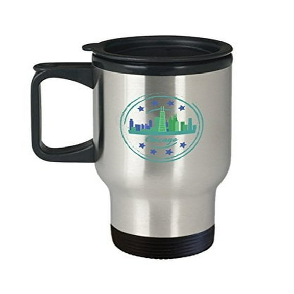 Chicago Travel Coffee Mug - Gifts For Souvenirs -14 Oz Stainless Steel Cup