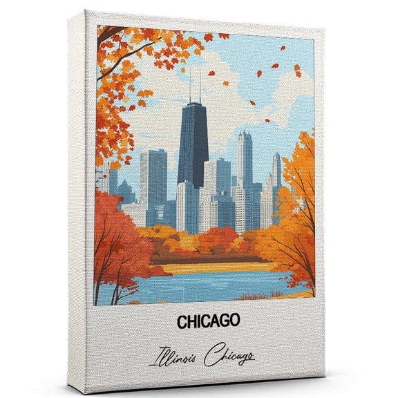 Chicago Travel Wall Decor  Scenic Travel Canvas Print of Illinois Chicago Canvas  Beautiful Gift for Home, Office, or Living Space