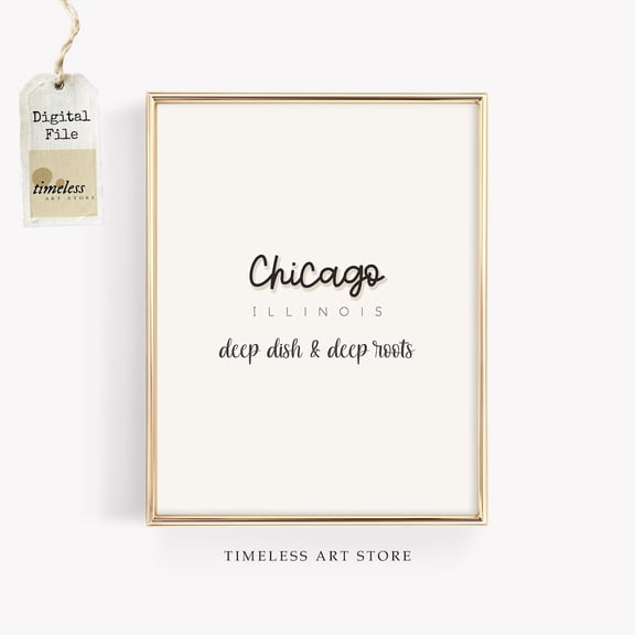 Chicago Typography Poster Illinois Minimal Wall Art, Unframed Canvas 24x36in