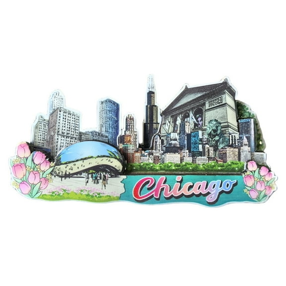 Chicago USA 3D Fridge Magnet Souvenir Gift,Resin Handmade Chicago Refrigerator Magnet Home Decoration Collection