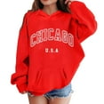thumbnail image 1 of Chicago USA Graphic Hoodie for Women and Girls - Soft, Breathable Fabric, Long Sleeve, Front Pocket, for Casual Wear and Everyday Use, 1 of 4