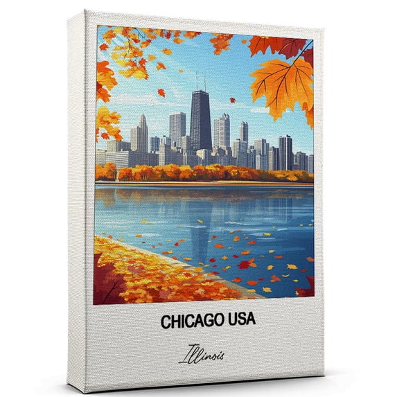 Chicago USA Travel Poster Canvas – Illinois Canvas – Unique Gift Idea for Home, Office, or Living Space