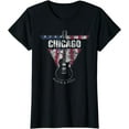 thumbnail image 1 of Chicago Vintage American Flag Guitar Player Souvenir T-Shirt, 1 of 3