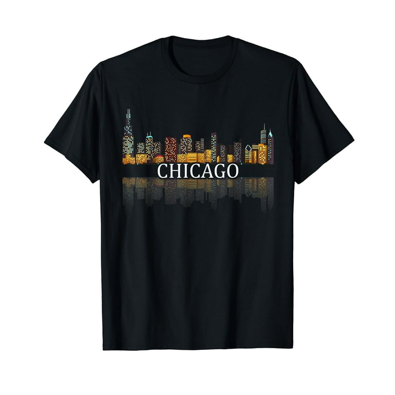 Chicago City Skyline Lights At Night T Shirt Chicago City Skyline Lights At Night T Shirt