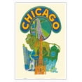 thumbnail image 1 of Chicago - Vintage Travel Poster by David Klein c.1955 - Master Art Print (Unframed) 12in x 18in, 1 of 4