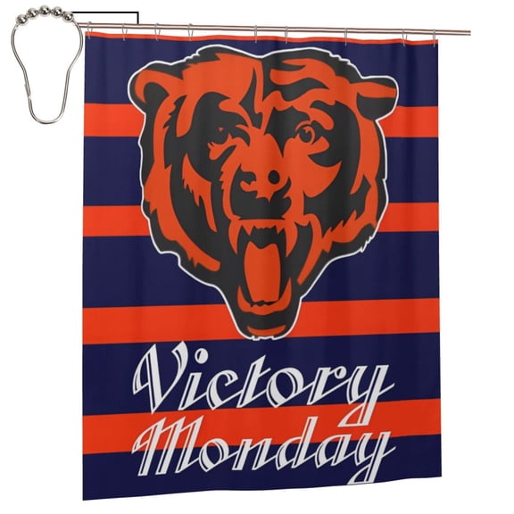 Chicago Waterproof Bathroom Shower Curtain 60"X72", Soft, Lightweight, Mildew-Resistant, Quick-Drying, Football Team Themed Shower Room Shower Curtain, Fan Gift