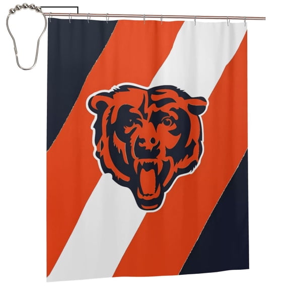 Chicago Waterproof Bathroom Shower Curtain 60"X72", Soft, Lightweight, Mildew-Resistant, Quick-Drying, Football Team Themed Shower Room Shower Curtain, Fan Gift
