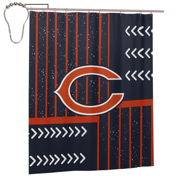 Chicago Waterproof Bathroom Shower Curtain 60"X72", Soft, Lightweight, Mildew-Resistant, Quick-Drying, Football Team Themed Shower Room Shower Curtain, Fan Gift