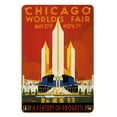 thumbnail image 1 of Chicago World’s Fair - A Century of Progress 1833-1933 - Vintage Travel Poster by Weimer Pursell c.1933 - 8 x 12 inch Vintage Wood Art Sign, 1 of 4