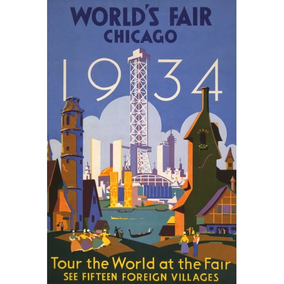 Chicago World's Fair Poster, Tour the World (24x36 Giclee Gallery Art Print, Vivid Textured Wall Decor)