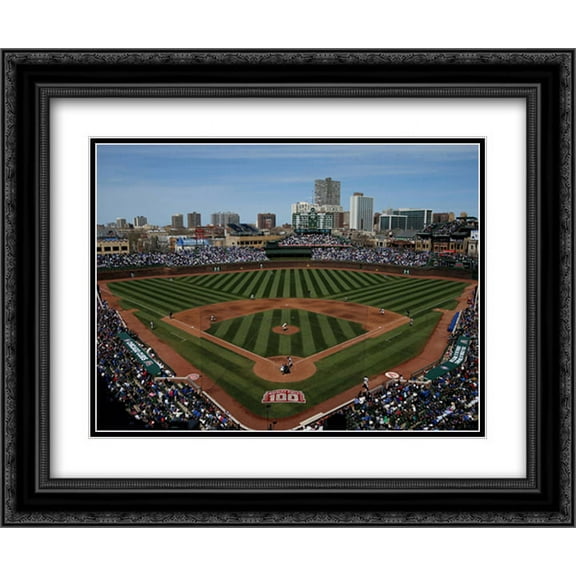 Chicago Wrigley Field 2x Matted 23x17 Black Ornate Framed Art Print by Ira Rosen