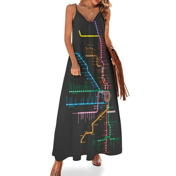 Chicago s Map Sleeveless Dress Cocktail of dresses Woman clothing women dresses