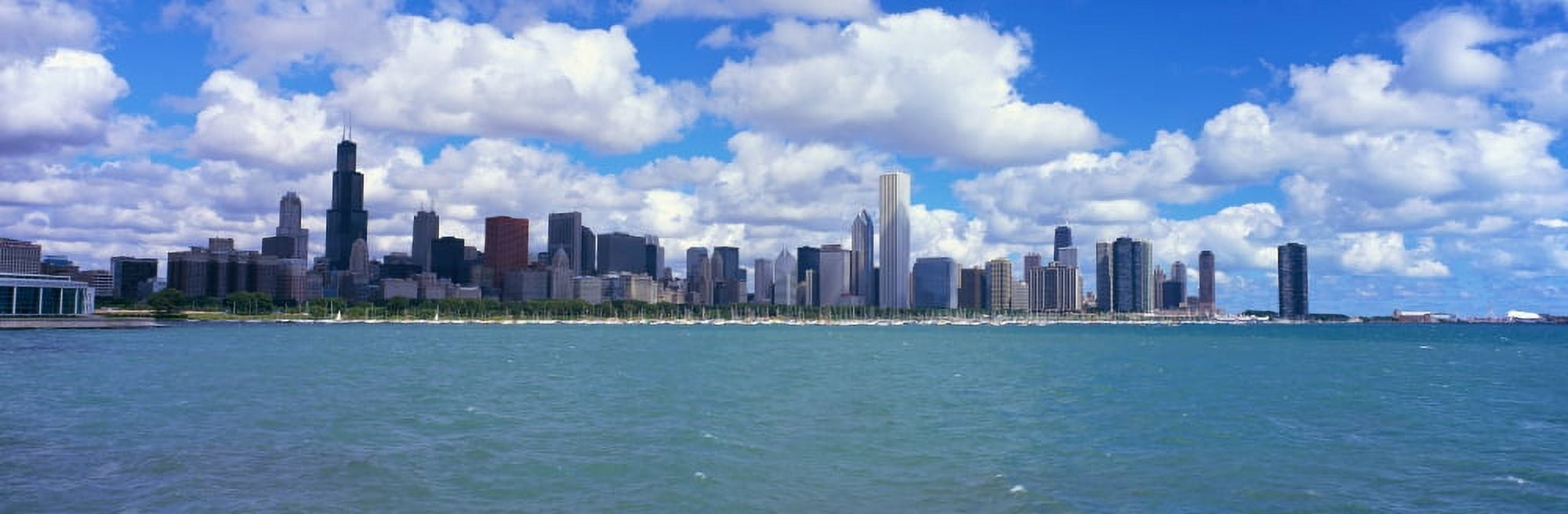ChicagoIllinois skyline with large clouds Canvas Art - Panoramic Images (27 x 9)