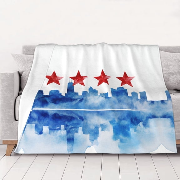 Chicagoan City Flag Art Warm Cozy Plush Throw Blanket for Couch Bed Sofa 80"x60"