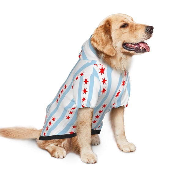 Chicagoan City Flag Dog Hoodie Colorful Pullover Sweatshirts Medium