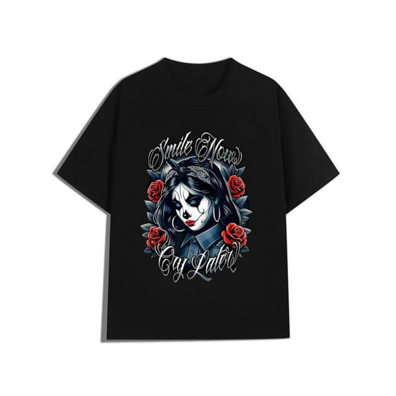 Chicana Art Graphic Tee T Shirt Top Vintage Tattoo Style Breathable Casual Short Sleeve Crew Neck Black S-5XL