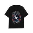thumbnail image 1 of Chicana Art Graphic Tee T Shirt Top Vintage Tattoo Style Comfortable Casual Short Sleeve Crew Neck Black S-5XL, 1 of 1