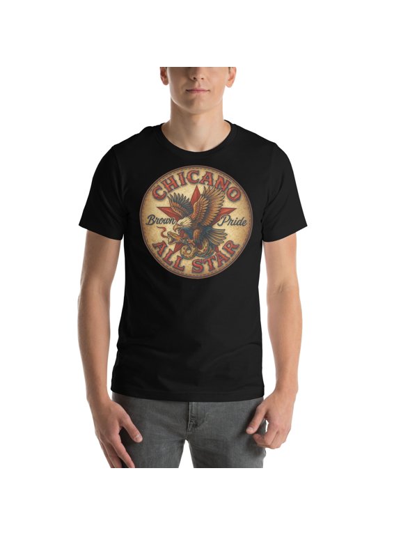Chicano All Star T-Shirt Brown Pride Eagle Snake Graphic Tee