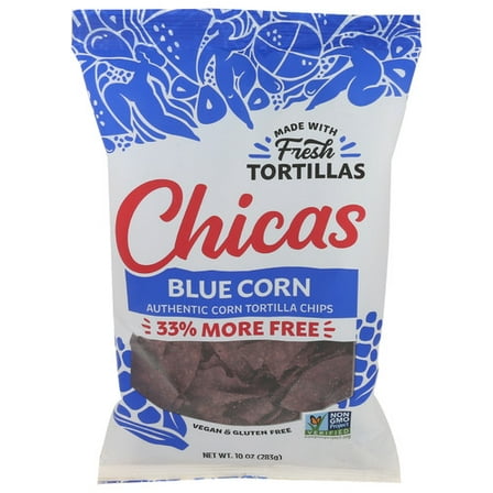 Chicas Blue Corn Tortilla Chips 10 oz (Pack of 9)
